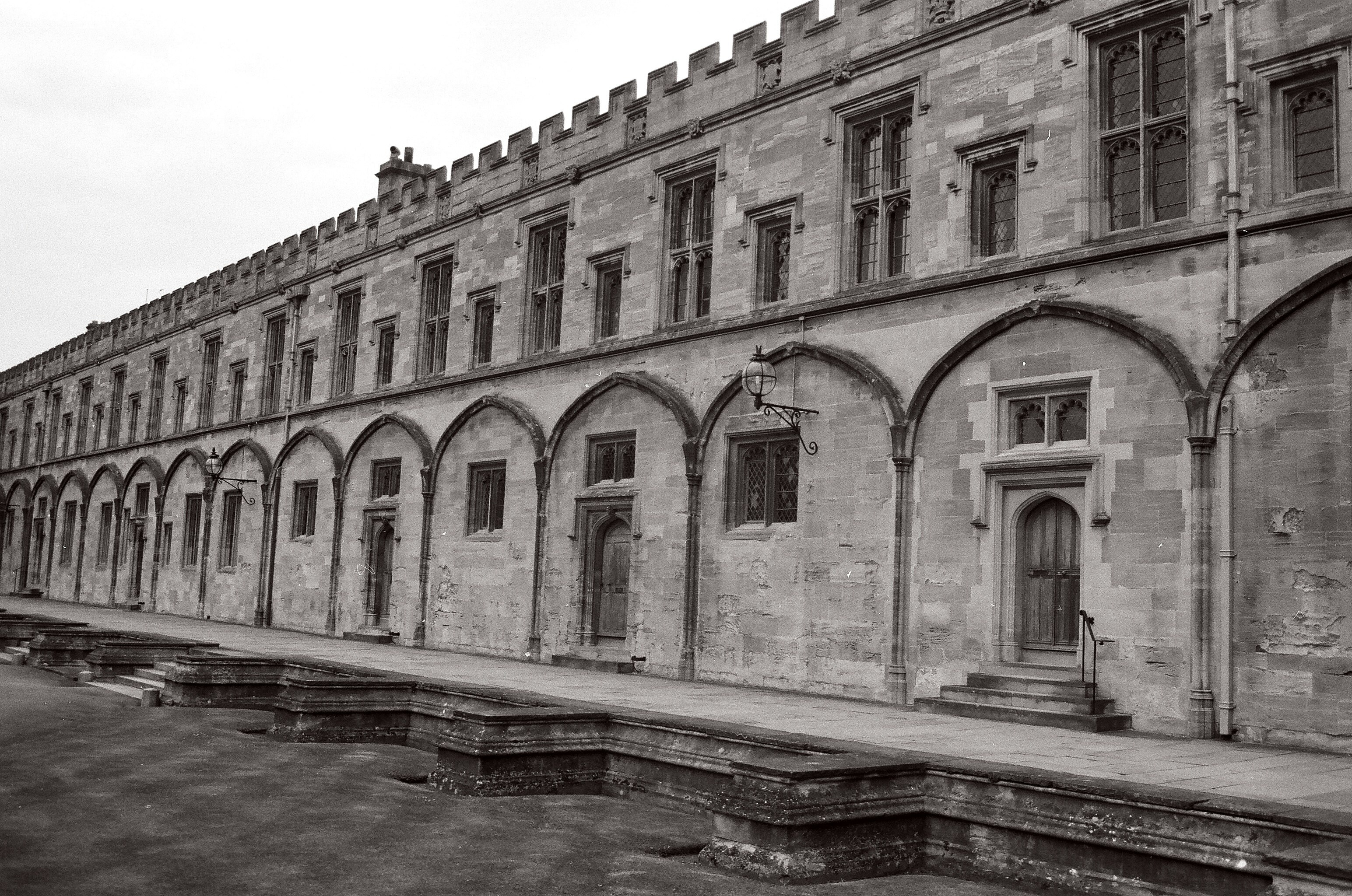 gray scale photo of concrete building